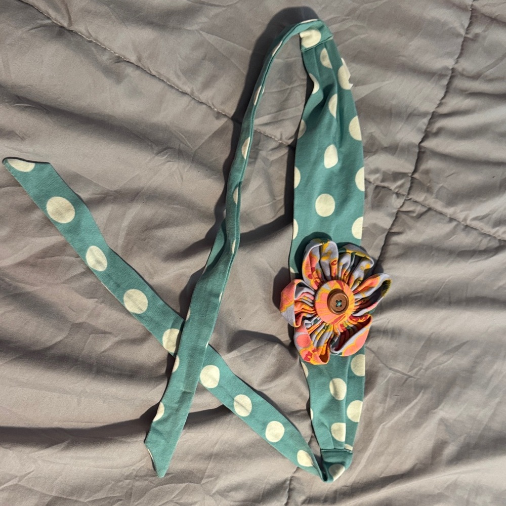 Polka Dot Headband with Floral Accent